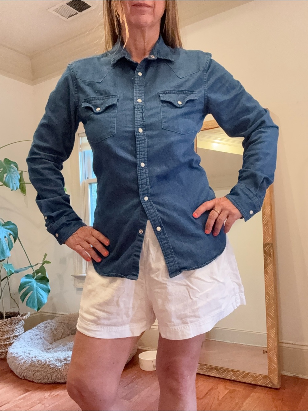 ASOS Slim Fit Western Denim Shirt in Navy Blue